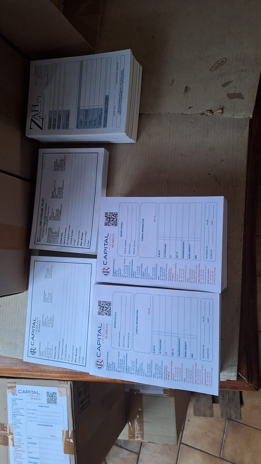 Medical form pads printed by ColourCraft Print in Pretoria